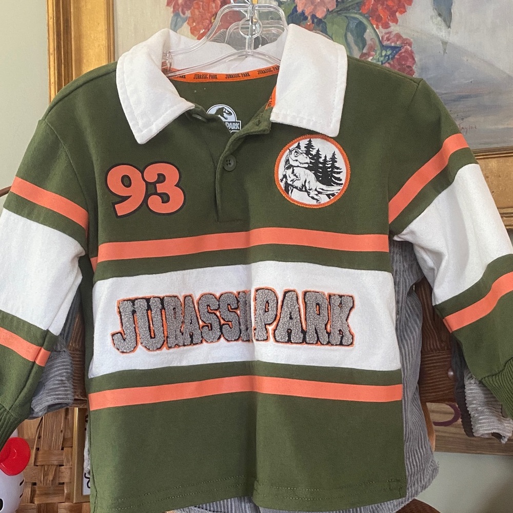 Jurassic Park Toddler Boy Long Sleeve Polo Shirt, Sizes 18 Months